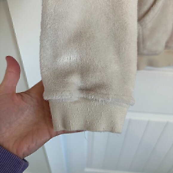 Oversized comfy teddy velvet hoodie cream off white women's L - Picture 3 of 10